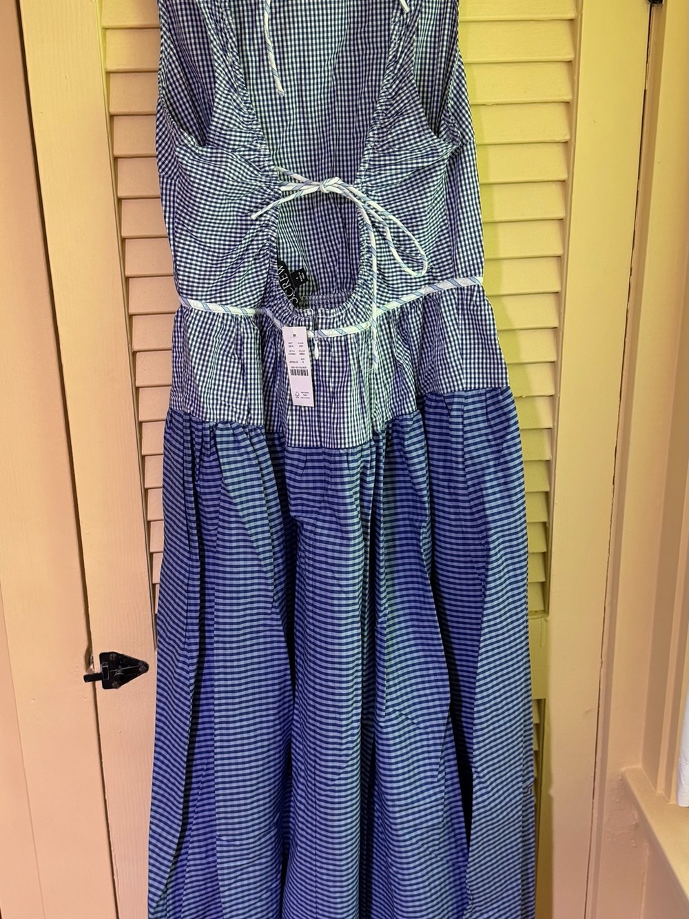 NWT J. Crew Open-back Dress in Mixed Gingham Print Size 8 - Picture 5 of 7